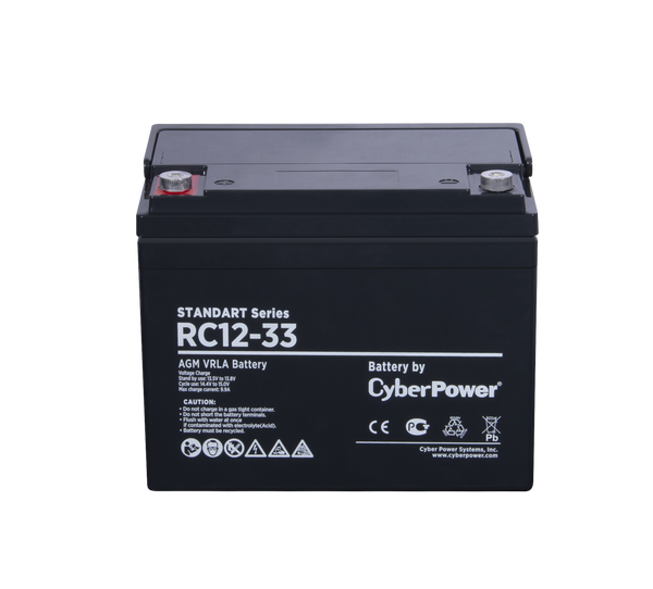Battery CyberPower Standart series RС 12-33, voltage 12V, capacity (discharge 20 h) 33Ah, max. discharge current (5
Battery CyberPower Standart series RС 12-33, voltage 12V, capacity (discharge 20 h) 33Ah, max. discharge current (5