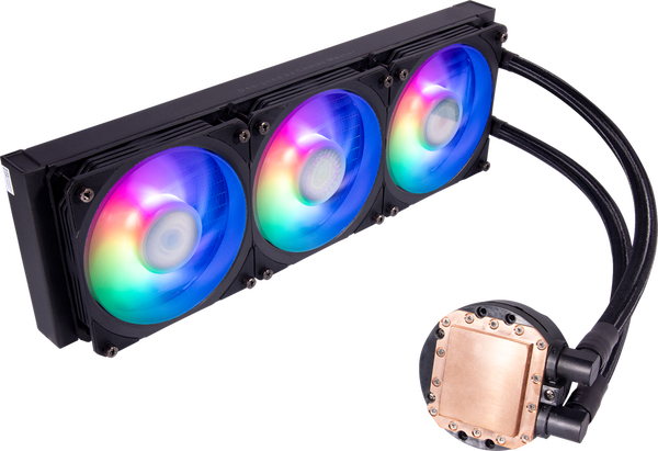 Cooler Master MasterLiquid PL360 Flux (300W, 360mm, ARGB, fans:3x120mm/72.37CFM/32dBa/2300rpm,
Cooler Master MasterLiquid PL360 Flux (300W, 360mm, ARGB, fans:3x120mm/72.37CFM/32dBa/2300rpm,
