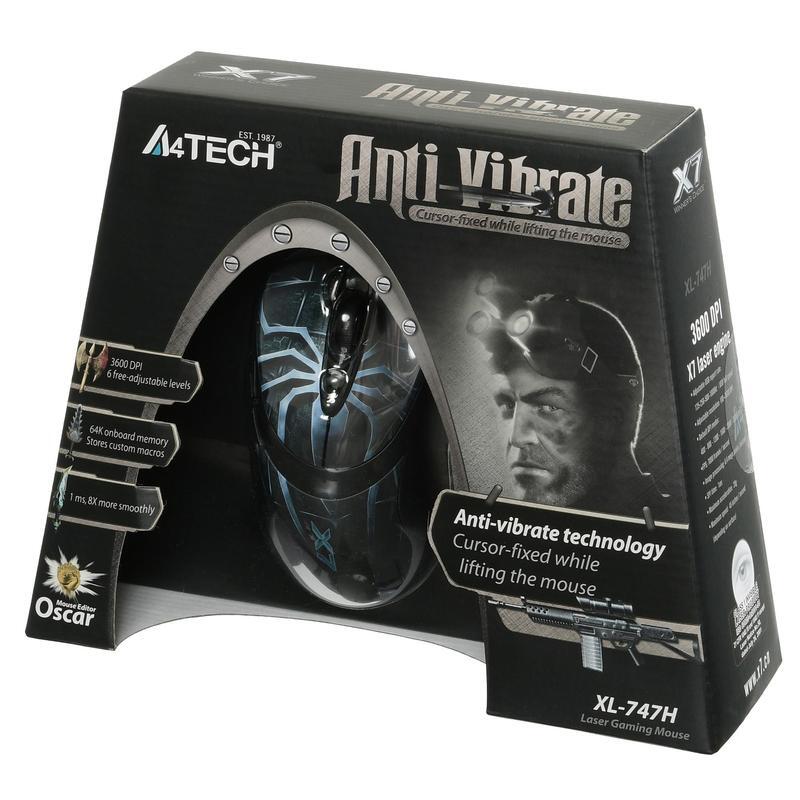 Мышь A4tech Oscar Editor XL-747H XL-747H (BLUE SPIDER), дизайнерский рисунок