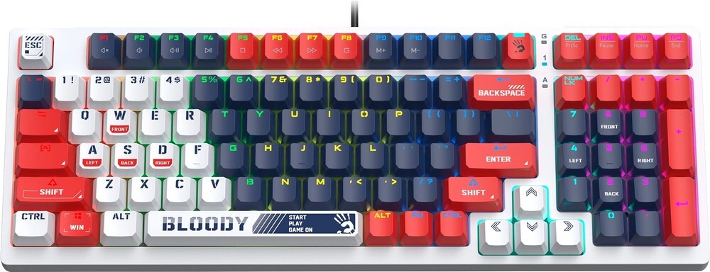 Клавиатура A4tech Bloody S98 Sports BLMS Plus S98 SPORTS NAVY BLMS RED PLUS, цвет белый