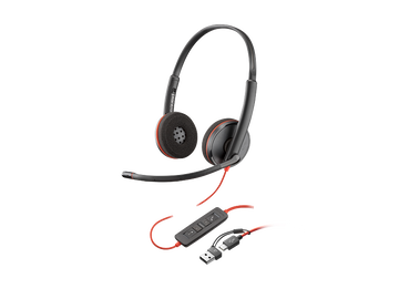 Гарнитура Plantronics Blackwire 3320 Stereo Microsoft Teams Certified USB-C Headset +USB-C/A Adapter, цвет черный