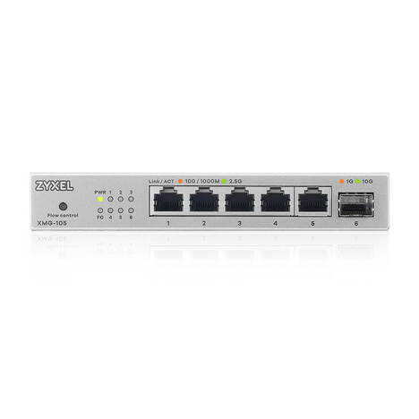 Коммутатор Zyxel XMG-105-ZZ0101F (L2) 5x2.5Гбит/с 1SFP+ неуправляемый