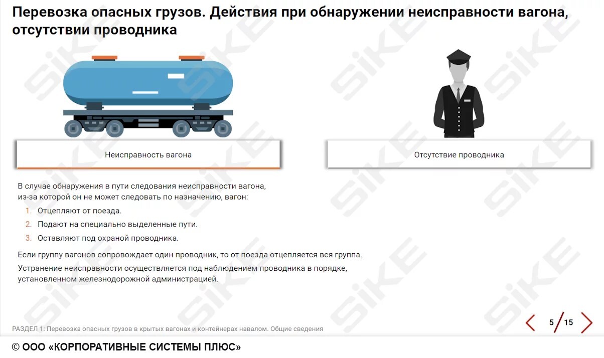 Sike. Электронный курс «Правила перевозки опасных грузов железнодорожным транспортом»