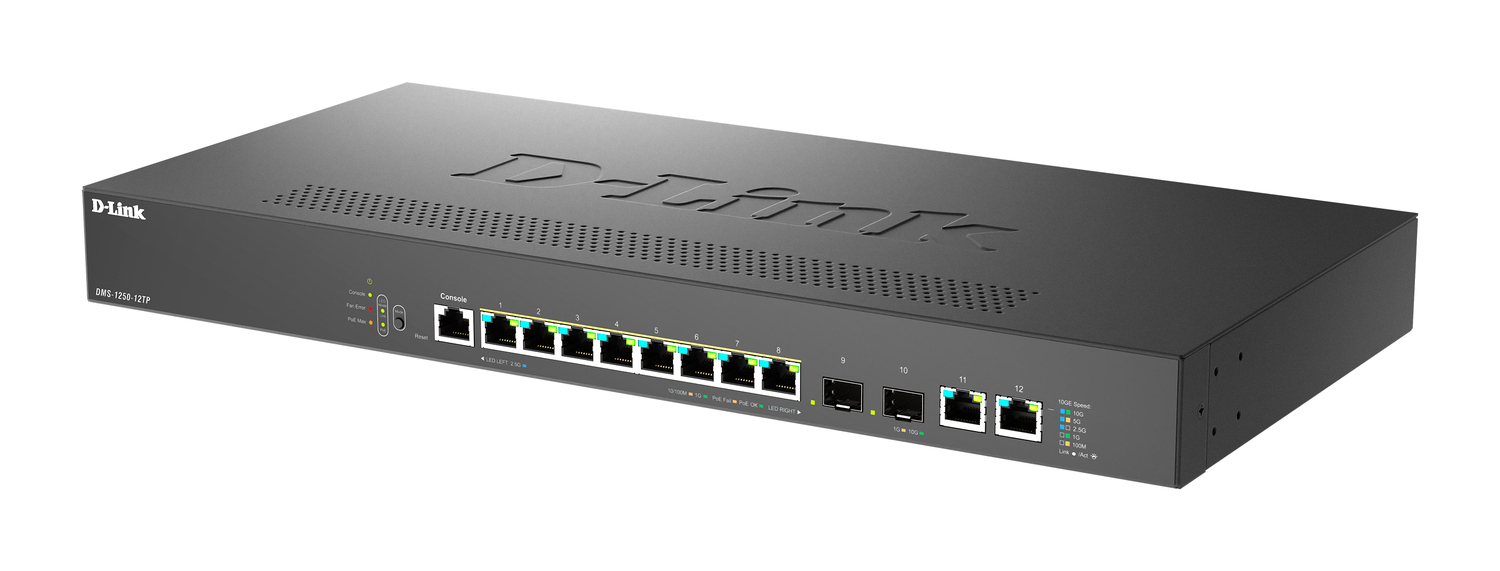Коммутатор/ Управляемый L2 PoE-коммутатор, 8x2.5GBase-T PoE, 2x10GBase-T, 2x10GBase-X SFP+, PoE-бюджет 240 Вт, защита от статического электричества до 6 кВ, CLI, консольный порт RJ-45