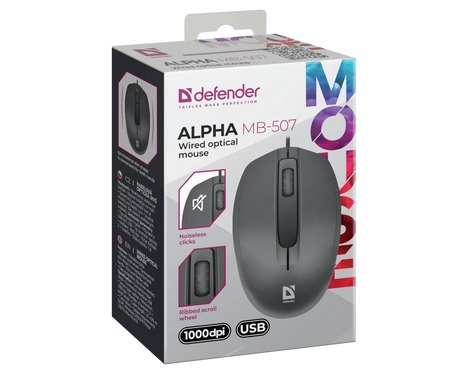 Мышь Defender Alpha MB-507 52507, цвет черный