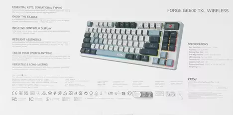Клавиатура MSI FORGE GK600 TKL WIRELESS SKY S11-43RUP01-HH9, цвет серый