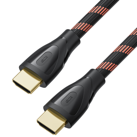 GCR Кабель Premium 7.5m HDMI 2.1, ECO Soft капрон, черно-красный, HDR 4:4:4, Ultra HD, 8K*30Hz/4K*120Hz, 3D, 48 Гбит/с, 3 Х экран с армированием, GCR-55775