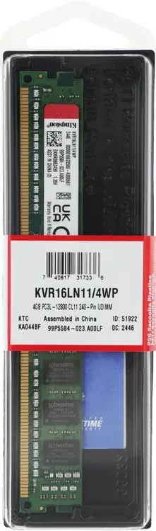 Оперативная память Kingston ValueRAM 4GB KVR16LN11/4WP