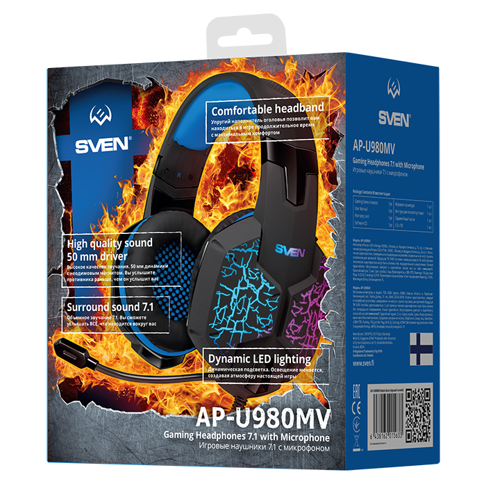 Гарнитура SVEN AP-U980MV, цвет синий/черный