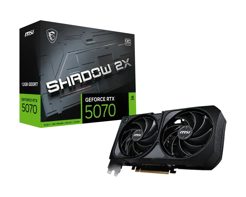 Видеокарта MSI Bad Pack RTX5070 SHADOW 2X OC 12GB GDDR7 192bit 3xDP HDMI 2FAN RTL bp