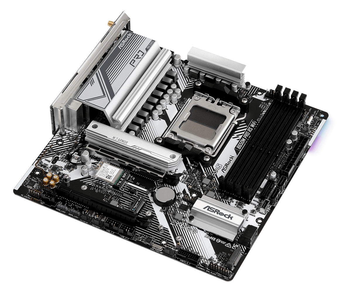 Материнская плата ASRock AM5 AMD B650 B650M PRO RS WIFI