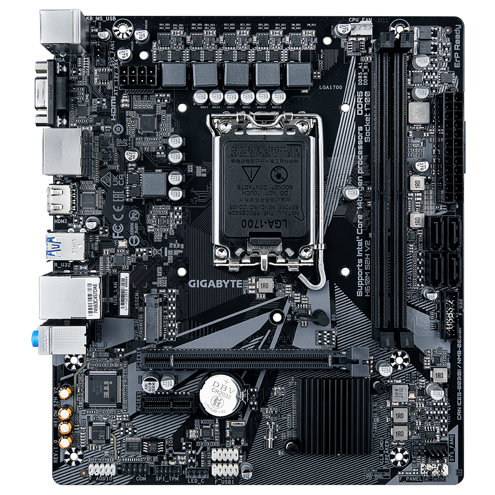 Материнская плата Gigabyte H610M S2H V2 Soc-1700 Intel H610 2xDDR5 mATX AC`97 8ch(7.1) GbLAN+VGA+HDMI+DP