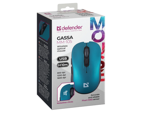 Мышь Defender Gassa MM-105 52105, цвет синий