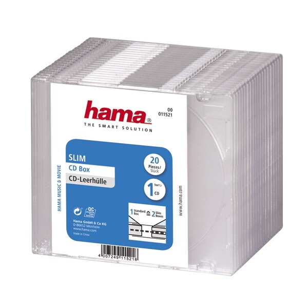 

Коробка Hama на 1CD/DVD H-11521 Slim Box прозрачный (упак.:20шт)