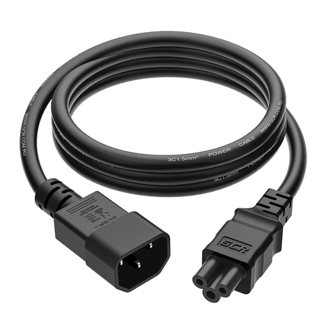 GCR Кабель питания PROF 0.5m, С14 - С5, черный, 3*1,5mm, GCR-55965
