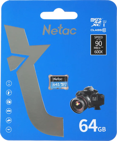 Карта памяти Netac MicroSDXC P500 Standard 64GB