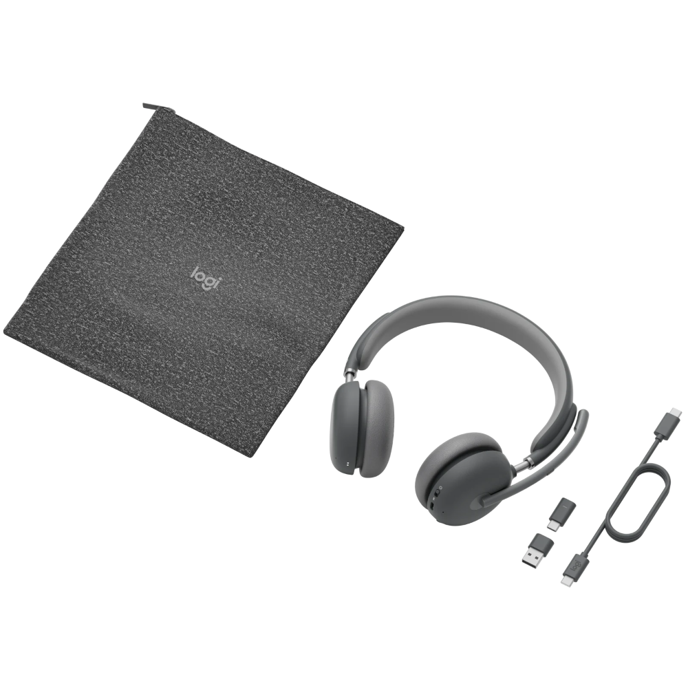 Bluetooth-гарнитура Logitech Zone Wireless 2 UC Graphite (with receiver), цвет черный