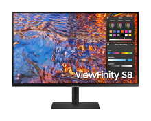 Samsung 32" ViewFinity S8 S80PB S32B800PXI (IPS 21:9 3840x2160x60Hz 5ms 350cd 1000:1 178/178 1,07 bill; DP; HDMI; USB-C (90W); USB3.0x3 RJ45 HAS Tilt Swiv VESA Black