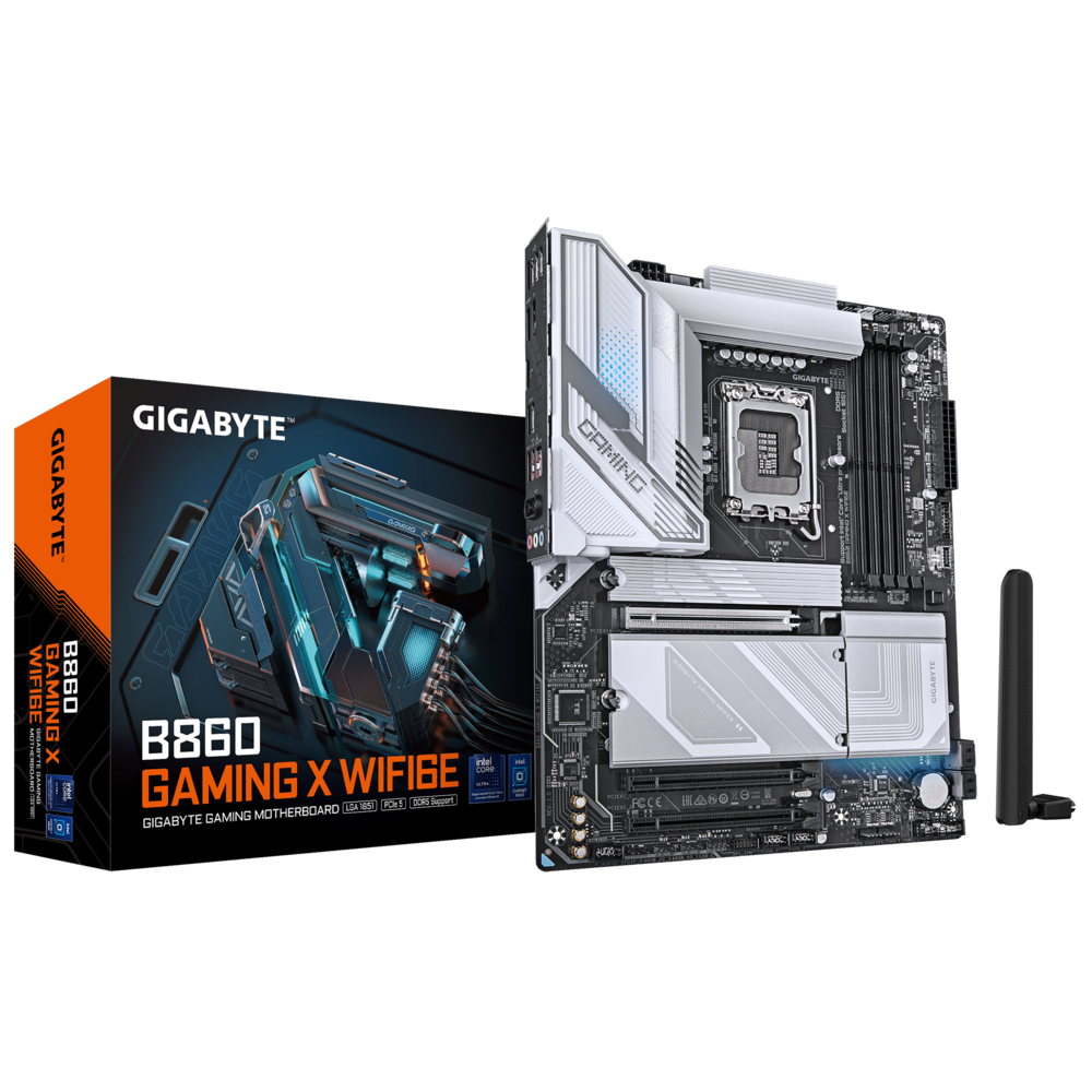 GIGABYTE B860 GAMING X WIFI6E, LGA1851, B860, 4*DDR5, 4*SATA, 2*M.2, 2*USB 3.2, 3*USB 2.0, 3*PCIx16, HDMI+2*DP, ATX