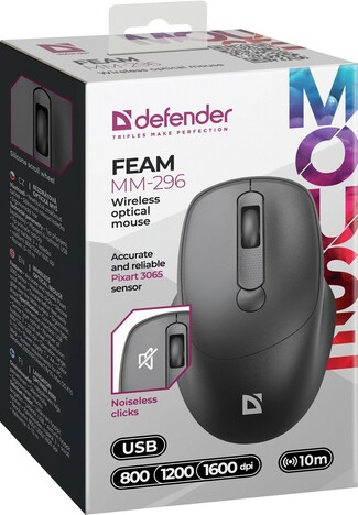 Мышь Defender Feam MM-296 52296, цвет черный