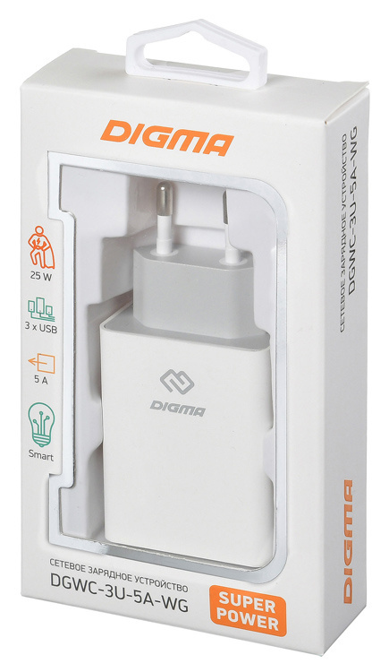 Зарядное устройство DIGMA DGWC-3U-5A-WG