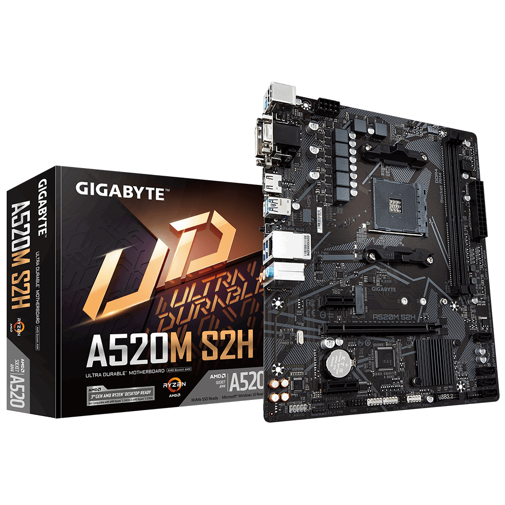 Материнская плата Gigabyte AM4 AMD A520 A520M S2H