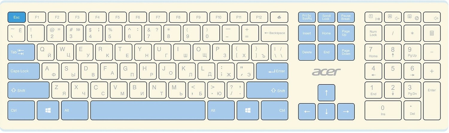 Клавиатура+мышь ACER Клавиатура + мышь OCC205 ZL.ACCEE.00C, цвет белый