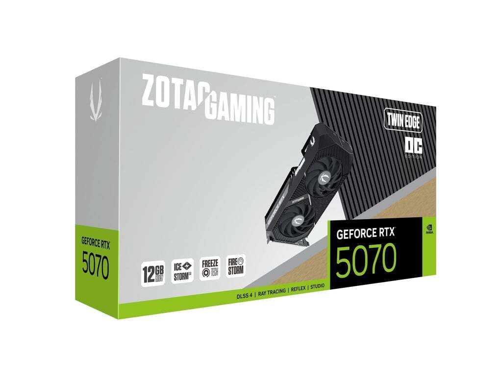 Видеокарта Zotac PCI-E 4.0 RTX 5070 TWIN EDGE OC NVIDIA GeForce RTX 5070 12Gb 192bit GDDR7 2542/28000 HDMIx1 DPx3 HDCP Ret