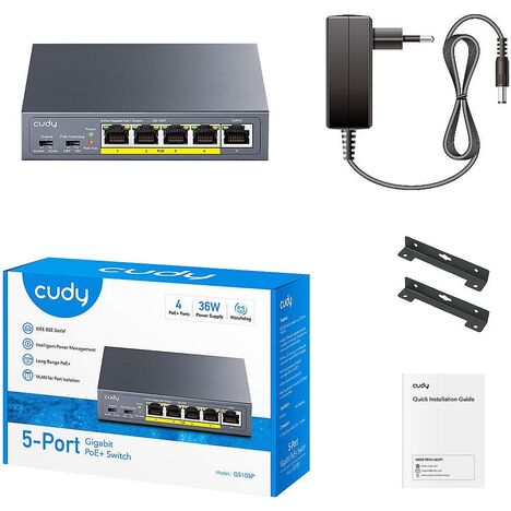 Коммутатор CUDY  GS105P  5-Port Gigabit PoE+ Switch 36W