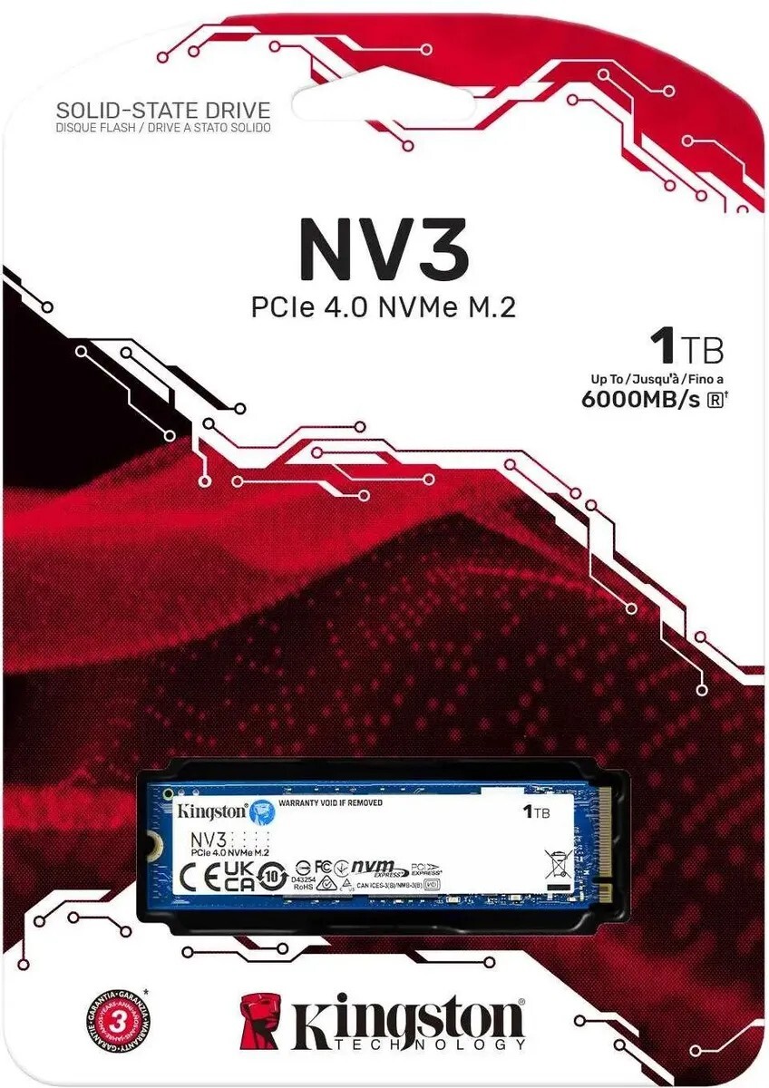 Внутренний твердотельный накопитель Kingston NV3 1TB