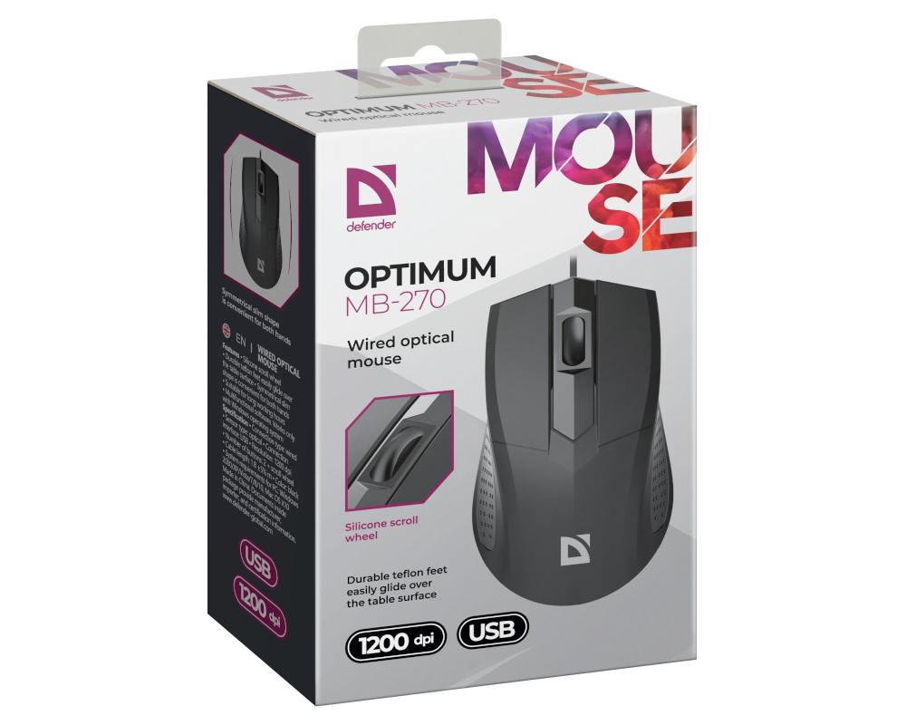 Мышь Defender Optimum MB-270 PRO 52271, цвет черный