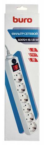 Сетевой фильтр Buro Сетевой фильтр 600SH-16-1.8-W