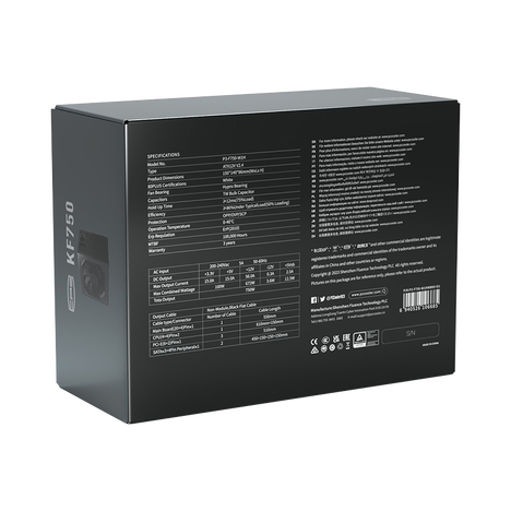 Блок питания PcCooler ATX 750W P3-F750-W1H 80 PLUS WHITE (20+4pin) APFC 120mm fan 6xSATA Cab Manag RTL