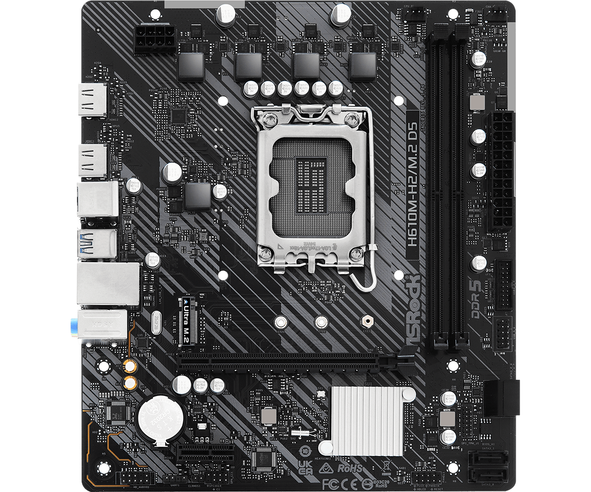Материнская плата ASRock LGA 1700 Intel H610 H610M-H2/M.2 D5