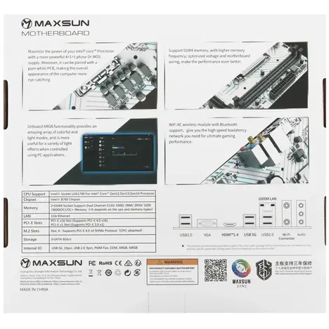 Материнская плата Maxsun LGA 1700 Intel B760 B760M GAMING WIFI ICE