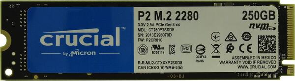 

Внутренний SSD Crucial P2 250Gb
