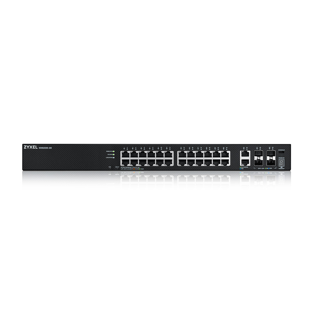 Коммутатор/ Zyxel XGS2220-30 L3 Access switch , rack 19", 24xRJ-45: 1G, 2xRJ-45: 1/2.5/5/10G, 4xSFP+, standalone/cloud management