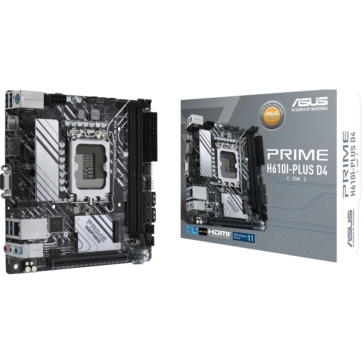 Материнская плата ASUS Intel H610 PRIME H610I-PLUS D4-CSM