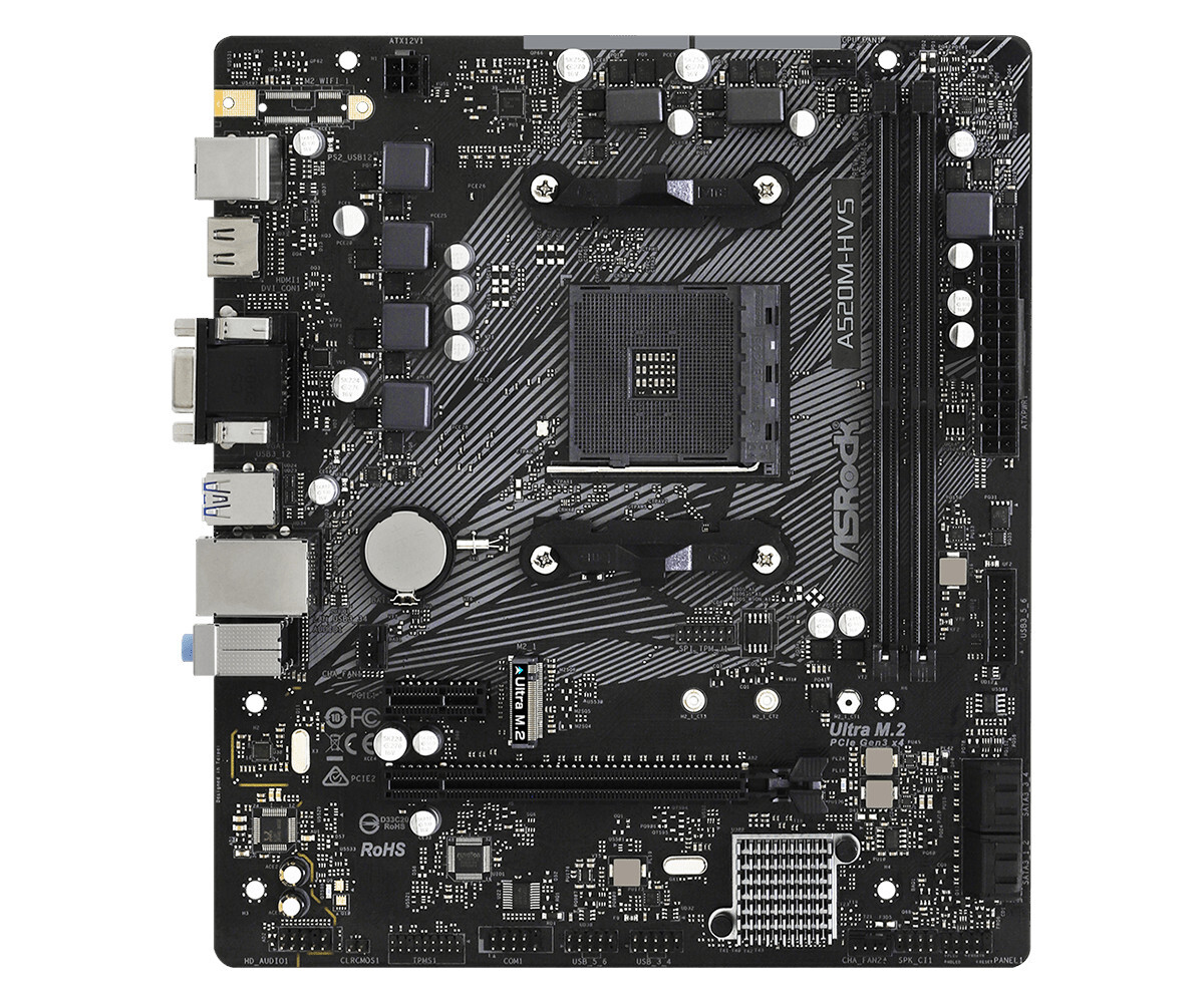 Материнская плата ASRock AM4 AMD A520 A520M-HVS