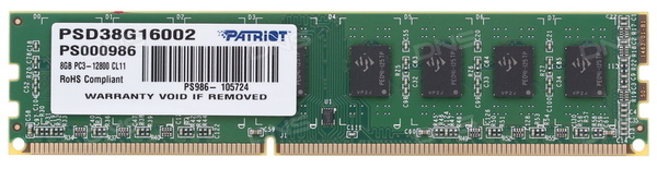 

Оперативная память Patriot Desktop DDR3 1600МГц 8GB, PSD38G16002, RTL