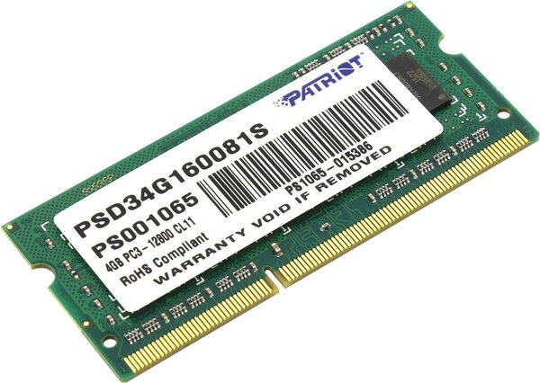 

Оперативная память Patriot Desktop DDR3 1600МГц 4GB, PSD34G160081S, RTL