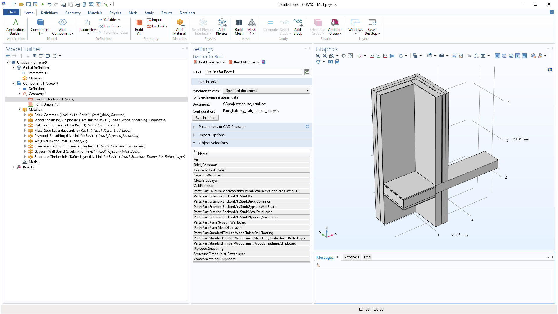 Модуль «LiveLink™ for Revit®» для программы COMSOL Multiphysics®