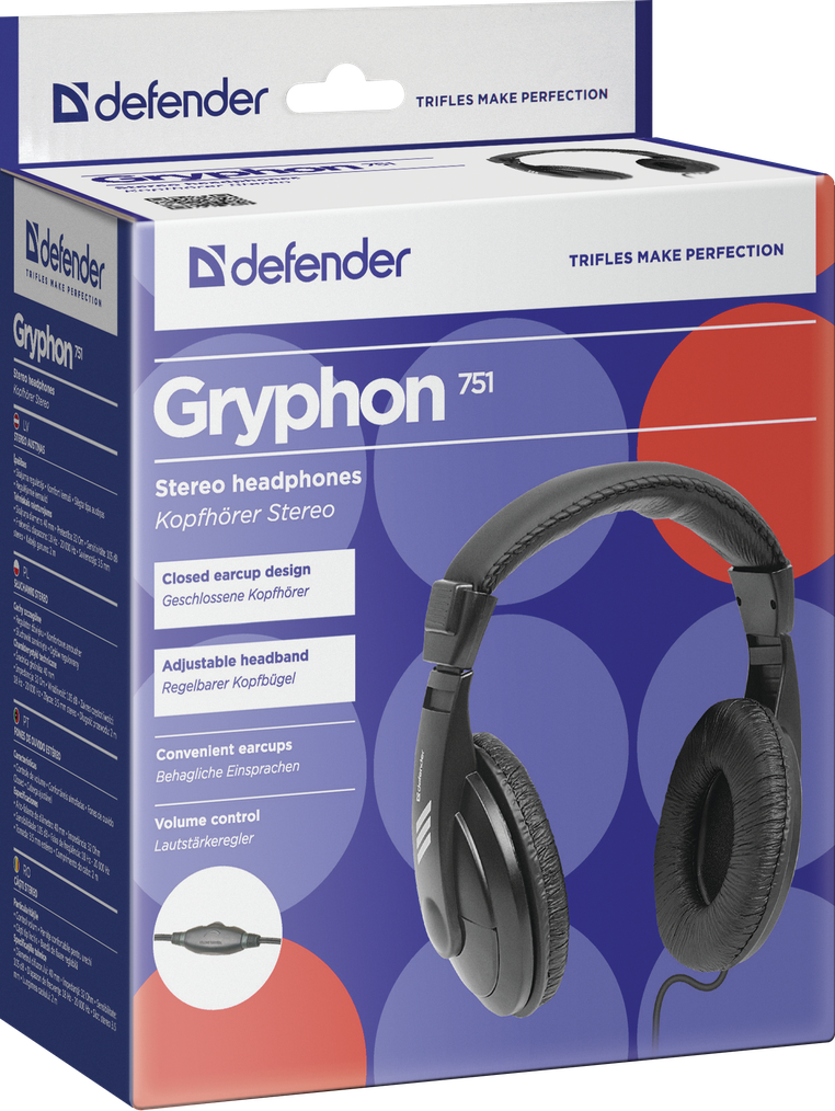 Наушники Defender Gryphon 751, цвет черный