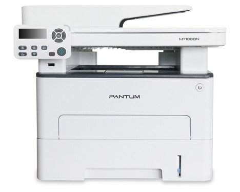 Pantum M7100DN, P/C/S, Mono laser, A4, 33 ppm (max 60000 p/mon), 525 MHz, 1200x1200 dpi, 256 MB RAM, PCL/PS, Duplex, ADF50, paper tray 250 pages, USB, LAN, start. cartridge 6000 pages