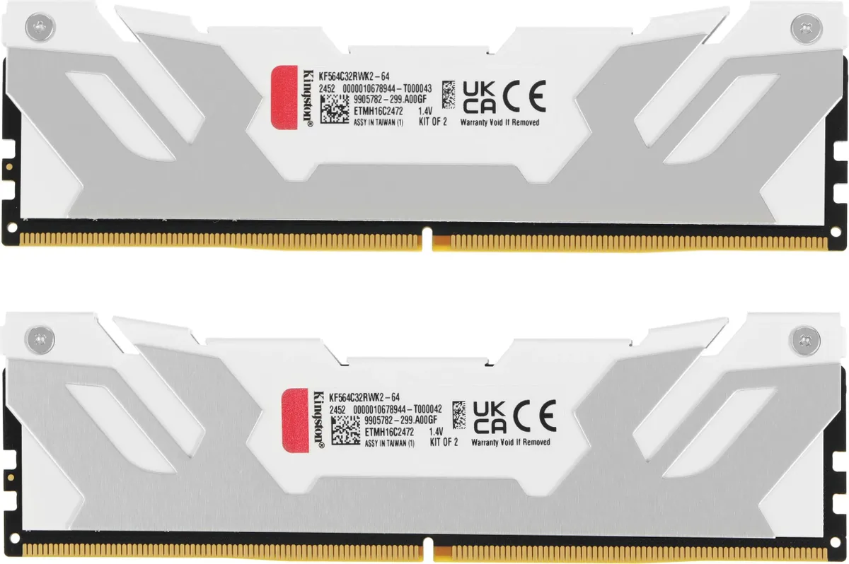 Оперативная память Kingston FURY Renegade Silver/White XMP 64GB 6400MT/s DDR5 CL32, KF564C32RWK2-64, RTL