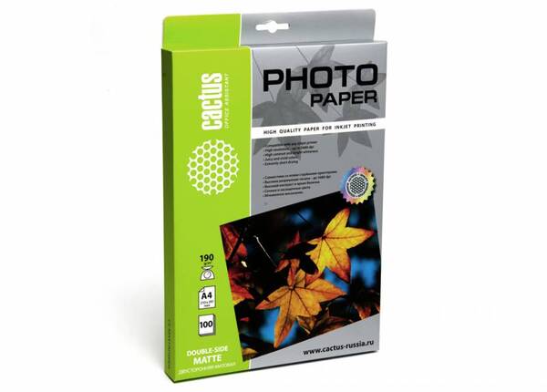

Бумага белый Cactus A4/190г/м2/100л./белый, CS-MA4190100DS