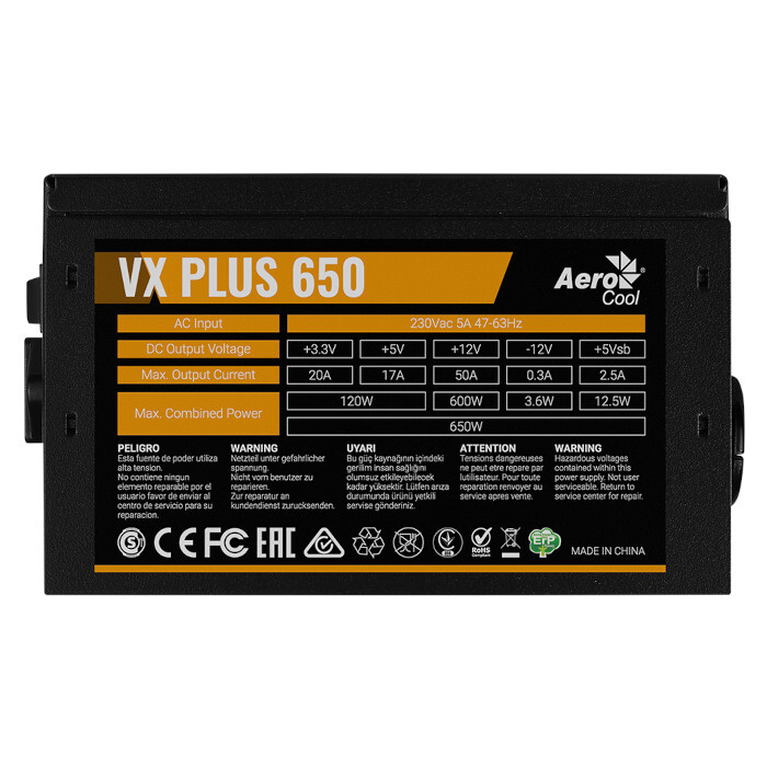 Блок питания Aerocool VX PLUS 650W
