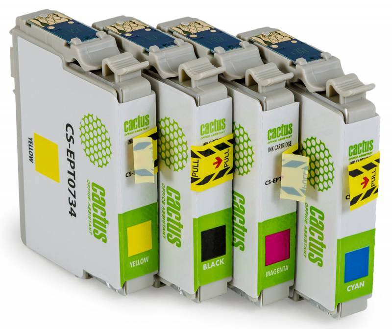 Картридж черный, голубой, пурпурный, желтый Cactus CS-EPT0735