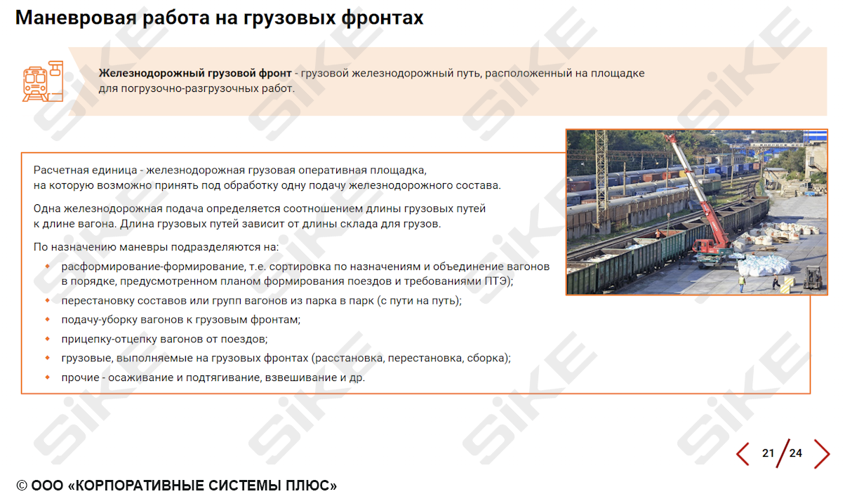 Sike. Электронный курс «Порядок производства маневровой работы с вагонами, загруженными опасными грузами»