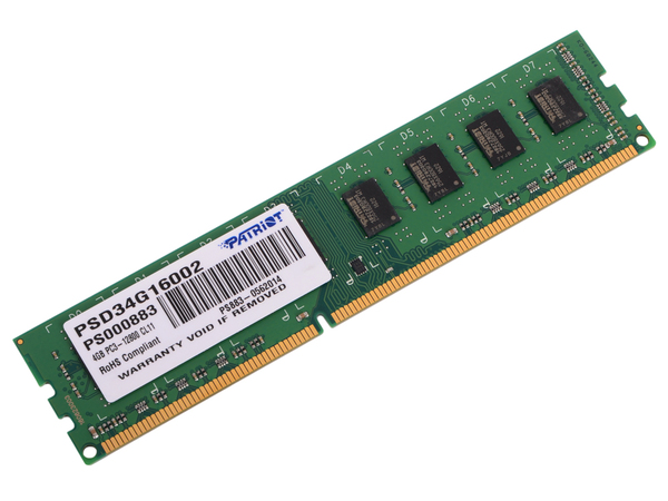 

Оперативная память Patriot Desktop DDR3 1600МГц 4GB, PSD34G16002, RTL